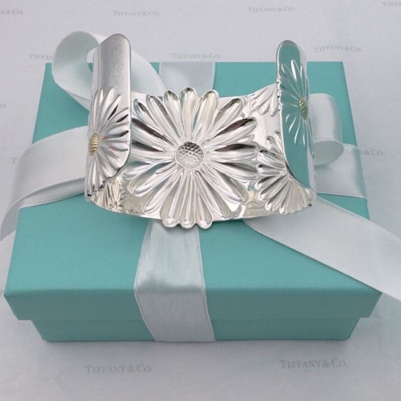 Tiffany & Co. Daisy Wide Cuff Bracelet Sterling Silver 925 Gift Box Vintage 2003 - Picture 10 of 14